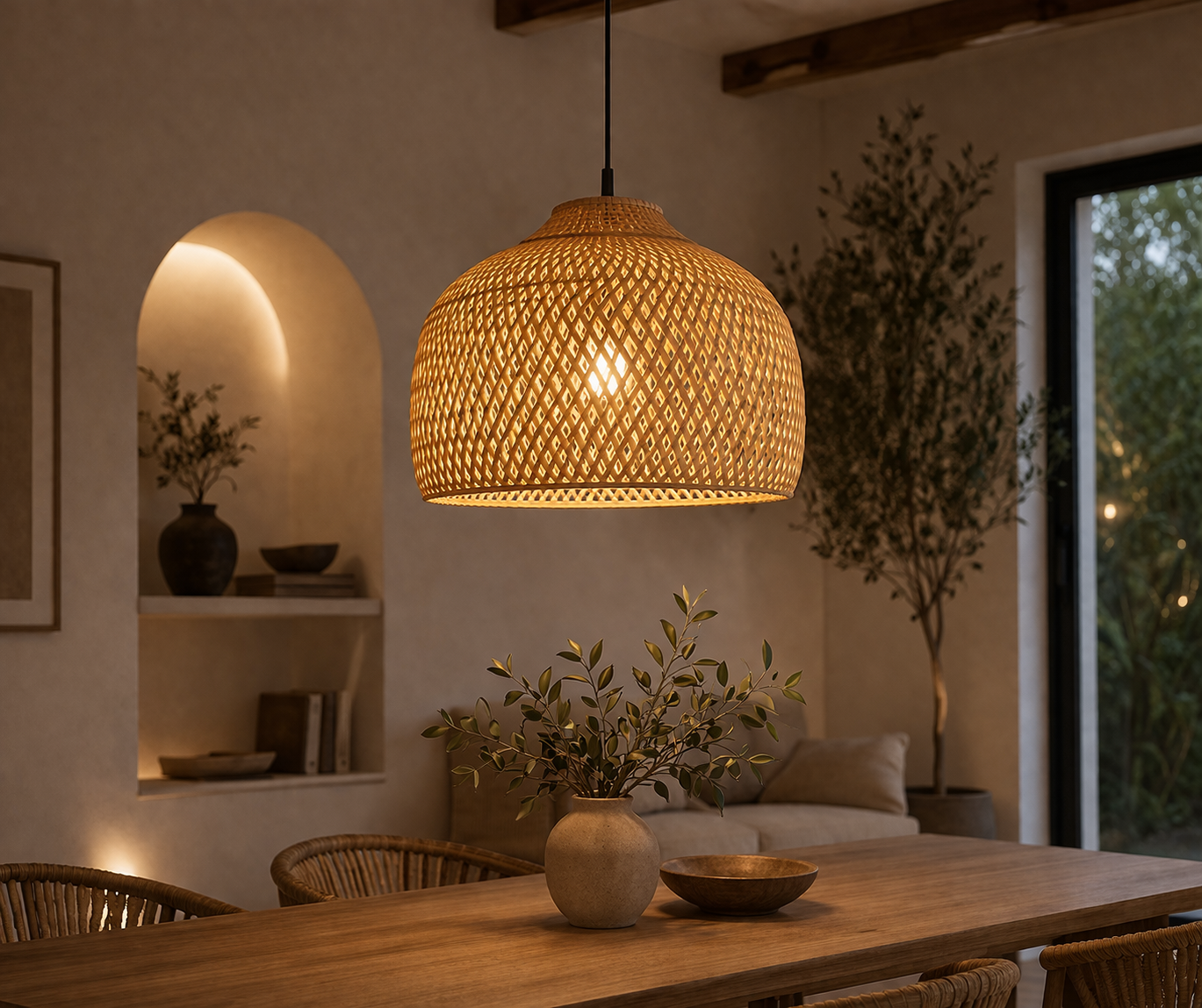 Golden Rattan Light — Warm Natural Lighting
